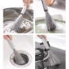 Stainless steel pot brush, kitchen long-handled dish brush, wall-mounted pot brush, cleaning and decontamination wire brush, crevice brush, cleaning brush Specification image
